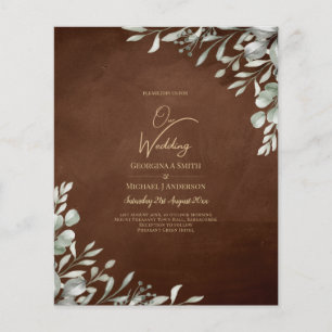Greenery Brown Bröllop Fall Winter Flygblad