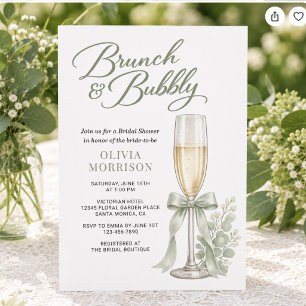 Greenery Brunch och Bubbly Sage Bröllopsfest Inbjudningar