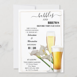 Greenery Bubbles and Brews Par Shower Invati Inbjudningar