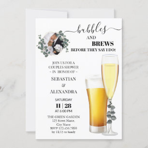 Greenery Bubbles and Brews Par Shower Invati Inbjudningar