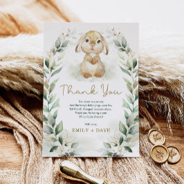 Greenery Bunny Rabbit Neutralt Baby Shower Tack Kort