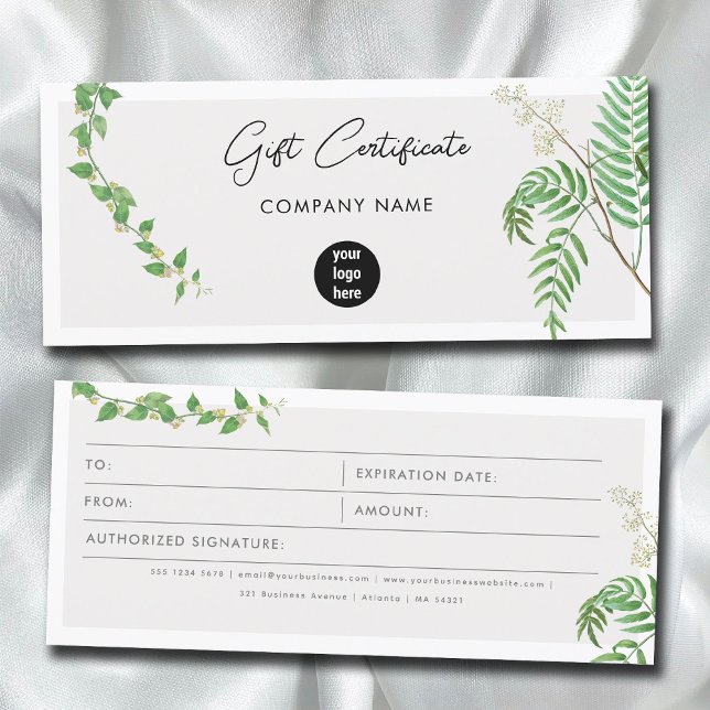 Greenery Business Logo Gift Certificate Voucher (Greenery Business Logo Gift Certificate Voucher)