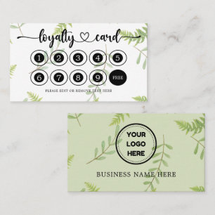 Greenery Business Logotyp Store Salon Coffee Shop Lojalitetskort