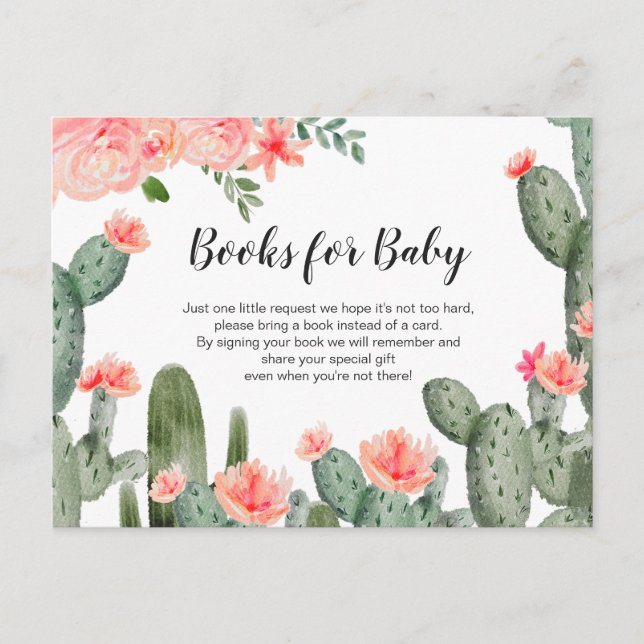 Greenery Cactus Baby Shower - lägg till bok Inbjudan Vykort (Framsida)