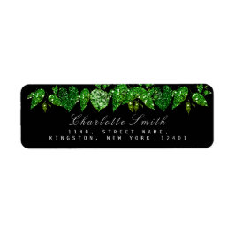 Greenery Cali Black Glitter Woodland Ivy Löv OSA Returadress Etikett