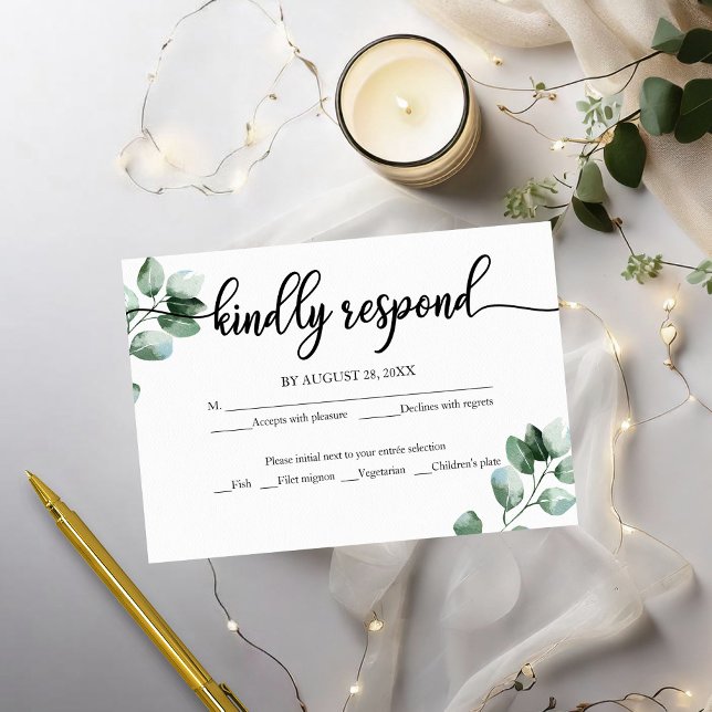 Greenery Calligraphy med bröllop OSA Card Kort (Skapare uppladdad)