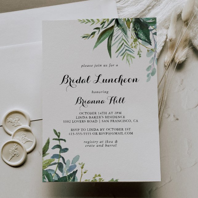 Greenery Calligraphy Möhippa Luncheon Möhippa Inbjudningar (Skapare uppladdad)