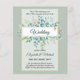 Greenery CATHOLIC Bröllop Christian Budget Modern Flygblad