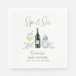 Greenery Champagne Sip & See Baby Shower Pappersservett