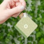 Greenery Chic Löv Monogram Keychain Nyckelring<br><div class="desc">Monogram-nyckelkedja med löv för grön chic. Anpassa texten i nyckelkedjan. Använda mallen som du vill anpassa med det monogram du vill ha.</div>