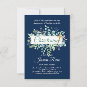 Greenery Christening Inbjudan Baptism Bautizo Leaf