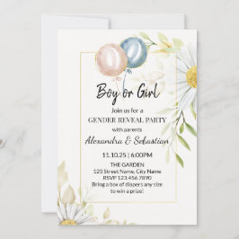 Greenery Chrysanthemum Gender Reveal Inbjudningar