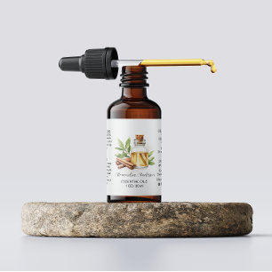 Greenery Cinnamon Essential Oils Watercolor Adressetikett