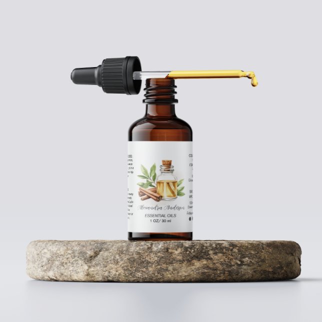 Greenery Cinnamon Essential Oils Watercolor Adressetikett (Greenery Cinnamon Essential Oils Watercolor Label)