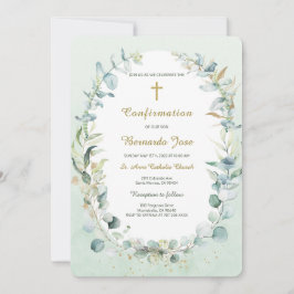 Greenery Confirmation Boy-mall Inbjudningar