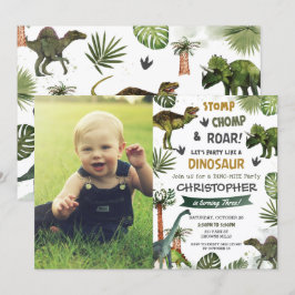 Greenery Coola Dinosaurs T-Rex Födelsedagsfest Pho Inbjudningar