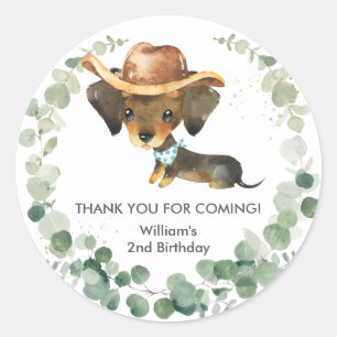Greenery Cute Dachshund Puppy Hund Birthday Favor Runt Klistermärke