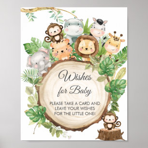 Greenery Cute Jungle Animals Önskemål för Baby-tec Poster