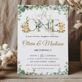 Greenery Cute Lejonare Unge Twillingars Girls 1:a  Inbjudningar