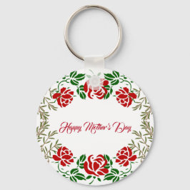 Greenery Cute mors dag Röd ros Blommigt Nyckelring