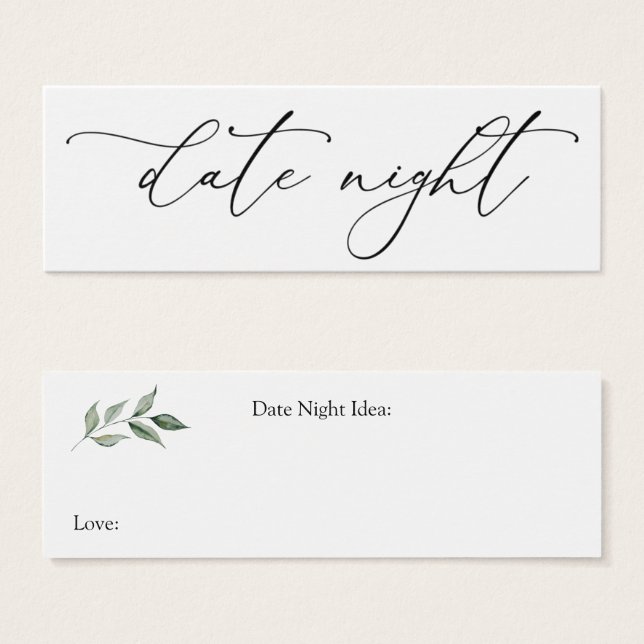 Greenery Date Night Idea Card Litet Visitkort (Framsida & baksida)