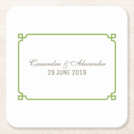 Greenery Deco Chic Bröllop Underlägg Papper Kvadrat