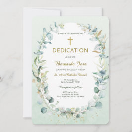 Greenery Dedication Boy Template Inbjudningar