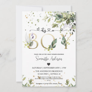 Greenery Det är en pojkvän-babyskor Eucalyptus Par Inbjudningar