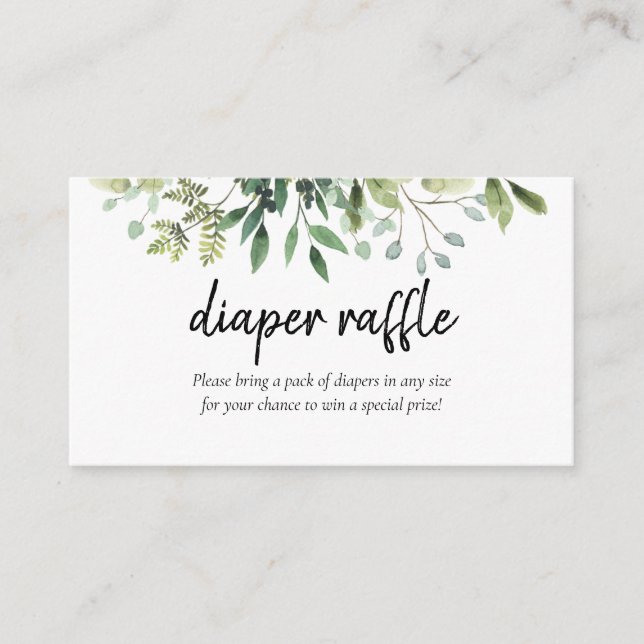 Greenery Diaper raffle Baby Shower-hölje Tilläggskort (Framsida)