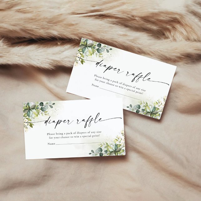 Greenery Diaper Raffle-höljeskort Tilläggskort (Skapare uppladdad)
