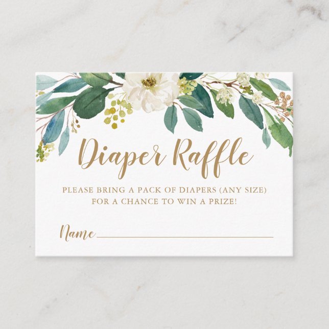 Greenery Diaper Raffle-kort Tilläggskort (Framsida)