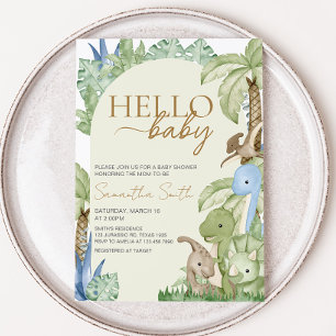 Greenery Dinosaur Baby Shower Inbjudningar