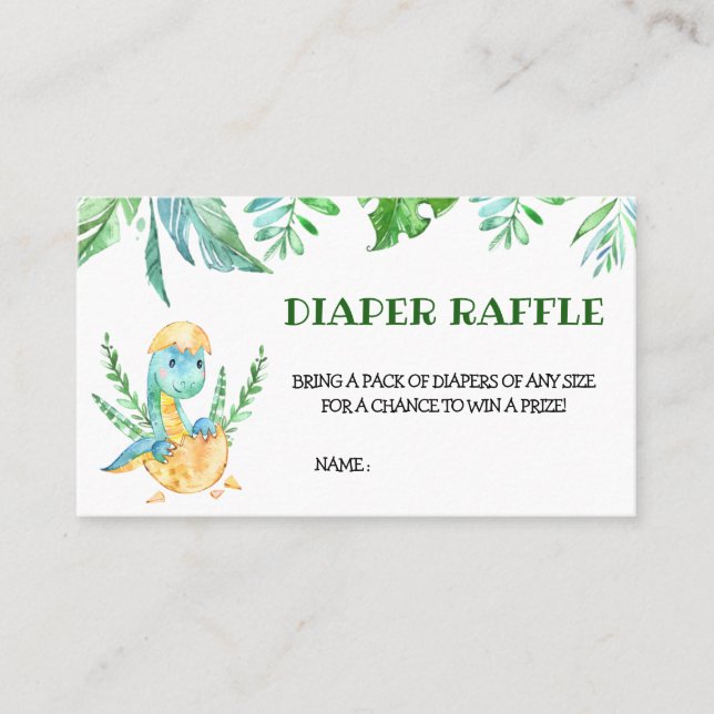 Greenery Dinosaur Baby Shower Raffle Visitkort (Framsida)