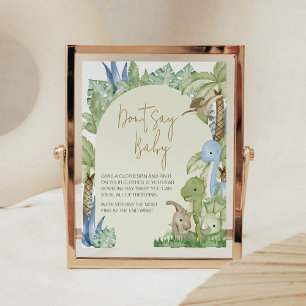 Greenery Dinosaur Baby Shower Säg inte Baby Poster