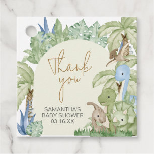 Greenery Dinosaur Baby Shower Square Gåvor Etiketter