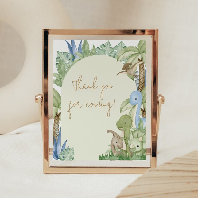 Greenery Dinosaur Baby Shower Tack för att du kom Poster (Boho Dinosaur Baby Shower Thank you for Coming Sign)