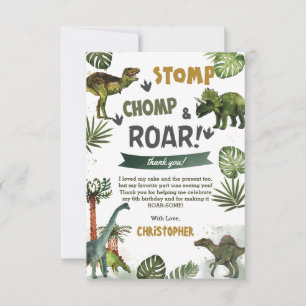 Greenery Dinosaurs Födelsedagsfest Stomp Chomp Roa Tack Kort