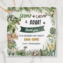 Greenery Dinosaurs Jurassic Boy Födelsedagsfest Gåvor Etiketter