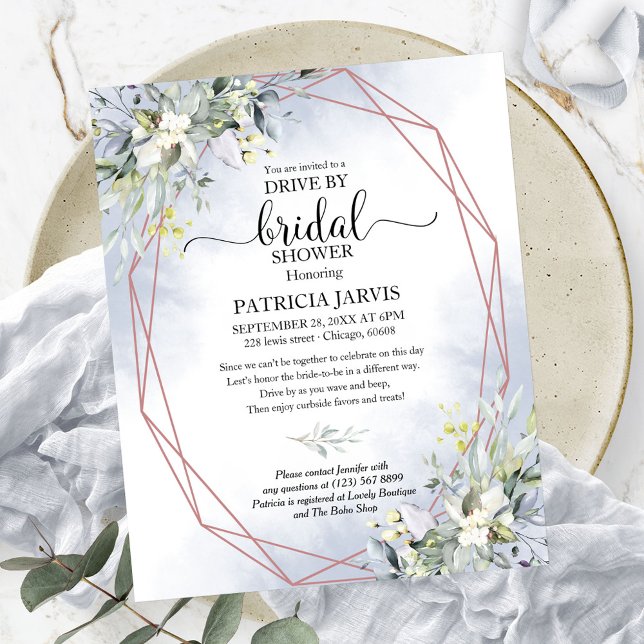 Greenery Drive By Bridal Shower Budget Inbjudan (Skapare uppladdad)