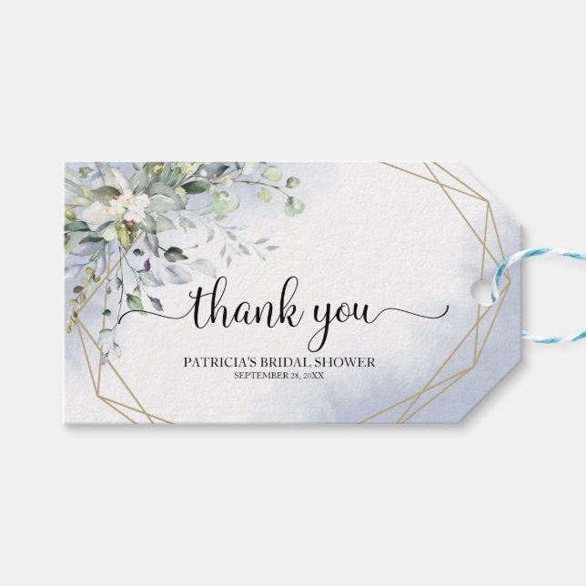 Greenery Dusty Blue Möhippa Presentetikett (Framsidan (Horisontell))