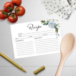 Greenery Dusty Blue Möhippa Recipe Cards