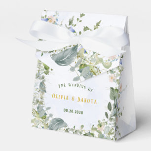 Greenery Dusty Blue Watercolor Wildblomma Bröllop Presentaskar