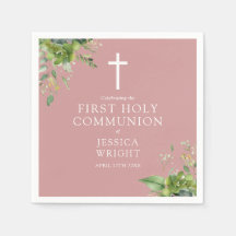 Greenery Dusty Ro Rosa First Heliga Communion