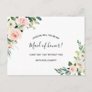 Greenery Elegant Blommigt Maid of honor Inbjudan Vykort