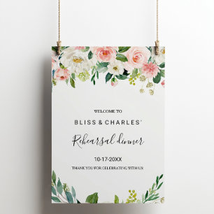 Greenery Elegant Blommigt Rehearsal Welcome Poster