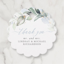 Greenery Elegant Dusty Blue Bröllop Tack Gåvor Etiketter