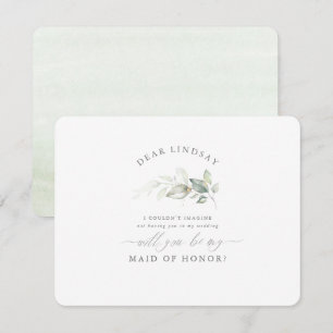 Greenery Elegant Maid of honor Bridesmaid Frieri Inbjudningar