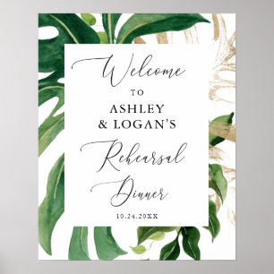 Greenery Elegant Rehearsal Dinner Välkommen Poster