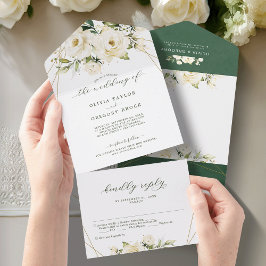 Greenery Elegant White Rosek blommigt Bröllop