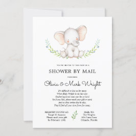 Greenery Elephant Baby Shower by Mail Inbjudningar